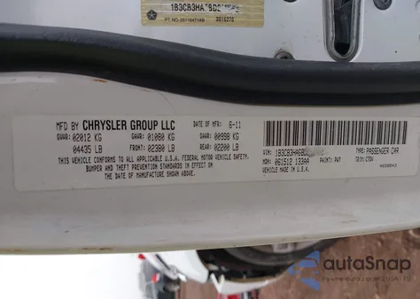 2011 Dodge Caliber Mainstreet z USA, uszkodzony, nr VIN 1B3CB3HA8BD118266